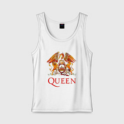 Майка женская хлопок Queen, логотип, цвет: белый