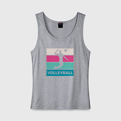 Майка женская хлопок Volleyball Play, цвет: меланж