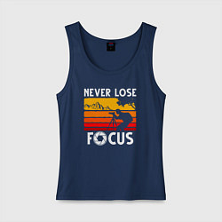 Майка женская хлопок Never lose focus, цвет: тёмно-синий