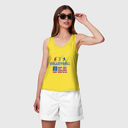 Майка женская хлопок USA - Volleyball, цвет: желтый — фото 2