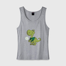 Майка женская хлопок Volleyball Dinosaur, цвет: меланж