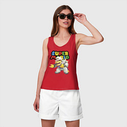 Майка женская хлопок Super mario Bowser, цвет: красный — фото 2