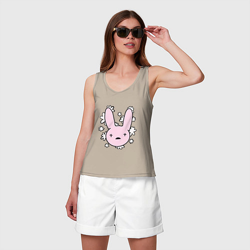 Женская майка Bad Bunny Floral Bunny / Миндальный – фото 3