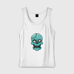 Майка женская хлопок Zombie Skull, цвет: белый