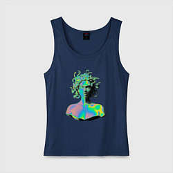 Майка женская хлопок Gorgon Medusa Vaporwave Neon, цвет: тёмно-синий