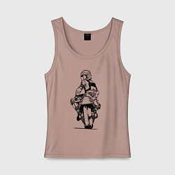 Майка женская хлопок Крутой мотоциклист, цвет: пыльно-розовый