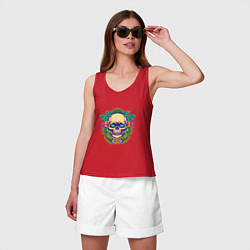 Майка женская хлопок Summer - Skull, цвет: красный — фото 2