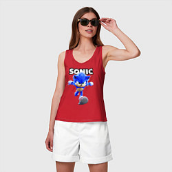 Майка женская хлопок Sonic the Hedgehog 2022, цвет: красный — фото 2