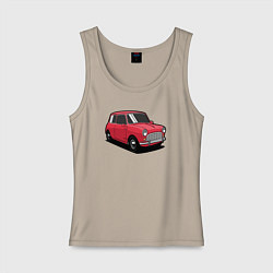 Майка женская хлопок Маленькая красная машина, цвет: миндальный