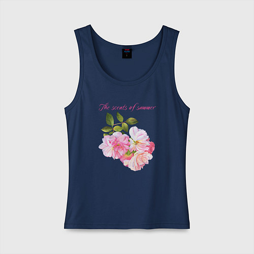 Женская майка Ароматы лета розовые розы лето / Тёмно-синий – фото 1