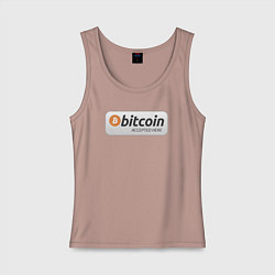 Майка женская хлопок Bitcoin Accepted Here Биткоин принимается здесь, цвет: пыльно-розовый