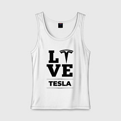 Майка женская хлопок Tesla Love Classic, цвет: белый