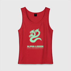 Майка женская хлопок Альфа легион винтаж лого гидра, цвет: красный