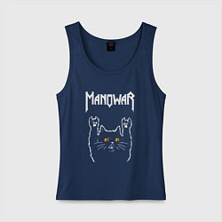Майка женская хлопок Manowar rock cat, цвет: тёмно-синий