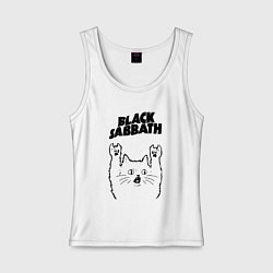 Майка женская хлопок Black Sabbath - rock cat, цвет: белый