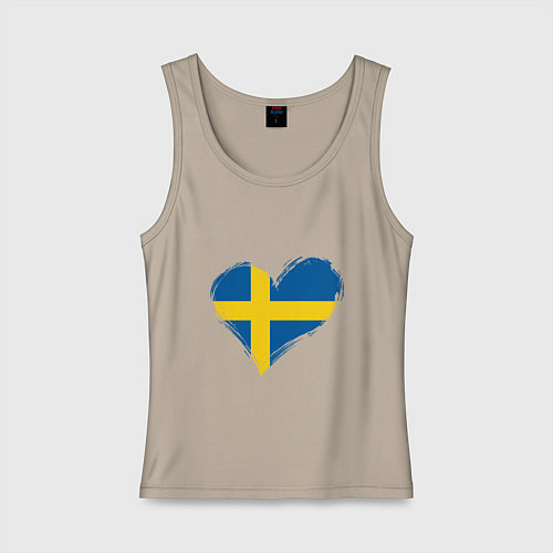 Женская майка Сердце - Швеция / Миндальный – фото 1