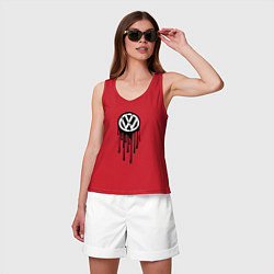 Майка женская хлопок Volkswagen - art logo, цвет: красный — фото 2