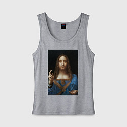 Майка женская хлопок Спаситель мира Леонардо Да Винчи около 1500, цвет: меланж