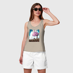 Майка женская хлопок Природа Цусимы, цвет: миндальный — фото 2