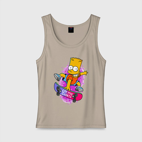 Женская майка Барт Симпсон на скейтборде - Eat my shorts! / Миндальный – фото 1