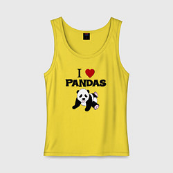 Майка женская хлопок I love Panda - люблю панд, цвет: желтый