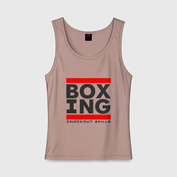 Майка женская хлопок Boxing knockout skills, цвет: пыльно-розовый