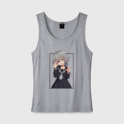 Майка женская хлопок Грустная Дзюнко - Зомбилэнд Сага Месть, цвет: меланж