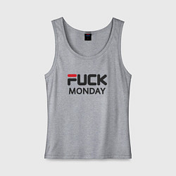 Майка женская хлопок Fuck monday, anti-brand, fila, цвет: меланж