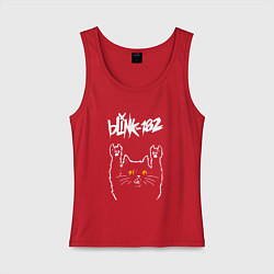 Майка женская хлопок Blink 182 rock cat, цвет: красный