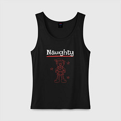 Майка женская хлопок Naughty elf, цвет: черный