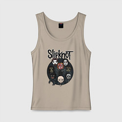 Майка женская хлопок Slipknot art fan, цвет: миндальный