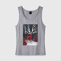 Майка женская хлопок Красный олень с гиганскими рогами, цвет: меланж