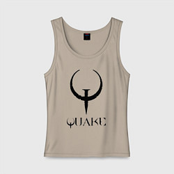 Майка женская хлопок Quake I logo, цвет: миндальный