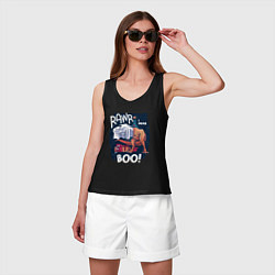 Майка женская хлопок Rawr boo, цвет: черный — фото 2