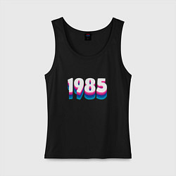 Майка женская хлопок Made in 1985 vintage art, цвет: черный