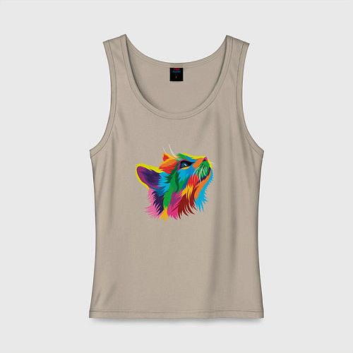 Женская майка Усатый и радужный / Миндальный – фото 1