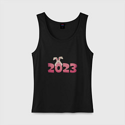 Майка женская хлопок Pink rabbit 2023, цвет: черный