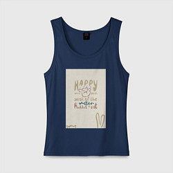 Майка женская хлопок Леттеринг с новым 2023 годом годом кота или кролик, цвет: тёмно-синий