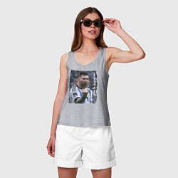 Майка женская хлопок Viva la Argentina - Lionel Messi - world champion, цвет: меланж — фото 2