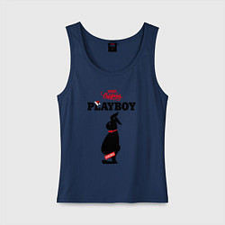 Майка женская хлопок Толстяк playboy, цвет: тёмно-синий