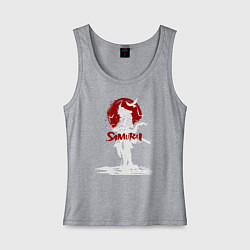 Женская майка Белый самурай и красное солнце