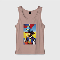 Майка женская хлопок Salvador Dali and rhinoceros, цвет: пыльно-розовый