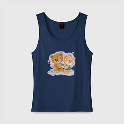 Майка женская хлопок Влюблённые мишки арт, цвет: тёмно-синий