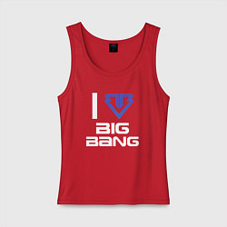 Майка женская хлопок I love big bang, цвет: красный