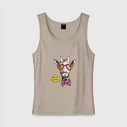 Майка женская хлопок Hipster giraffe, цвет: миндальный