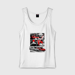 Майка женская хлопок Auto racing, цвет: белый