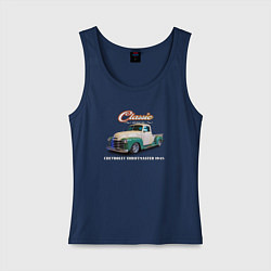 Майка женская хлопок Пикап Chevrolet Thriftmaster 1948, цвет: тёмно-синий