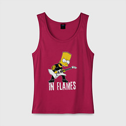 Майка женская хлопок In Flames Барт Симпсон рокер, цвет: маджента