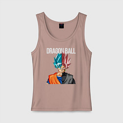 Майка женская хлопок Dragon ball Гоку, цвет: пыльно-розовый