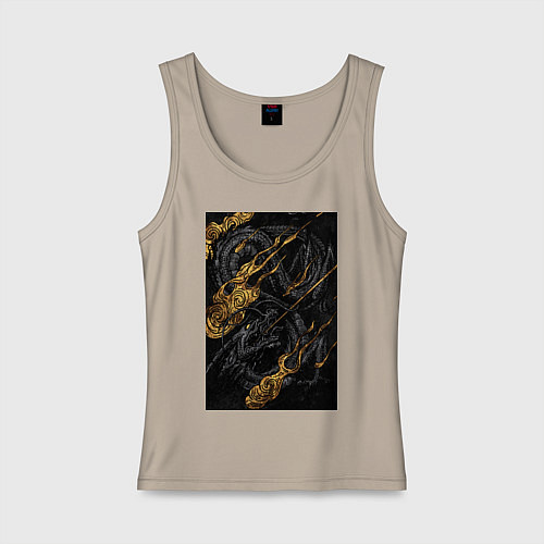 Женская майка Дракон в золоте / Миндальный – фото 1